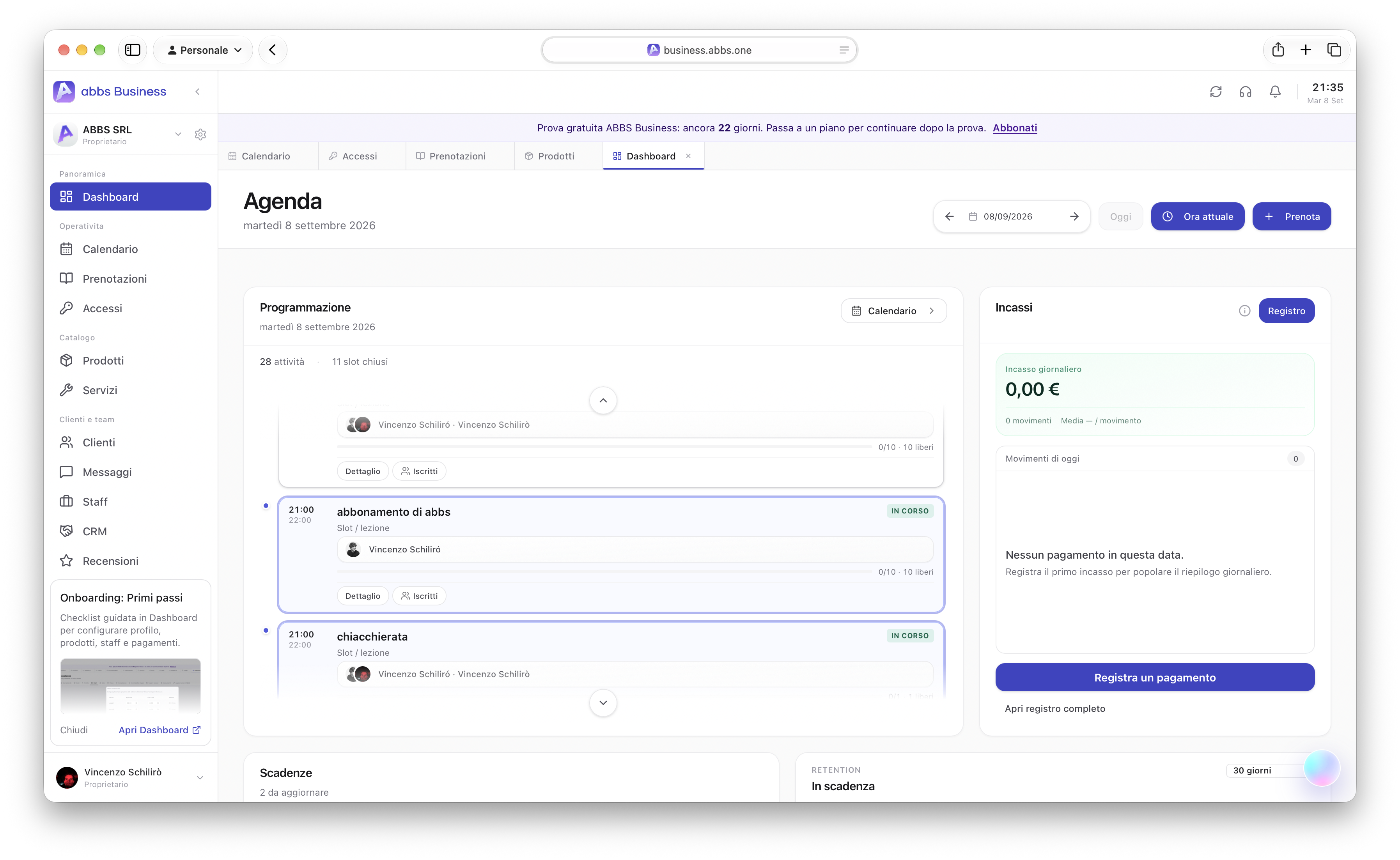 Dashboard StrateGYM